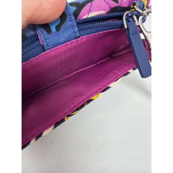 Vera Bradley Wristlet Wallet African Violet Quilted Cotton Floral Clutch Organiz - Picture 4 of 7